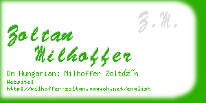 zoltan milhoffer business card